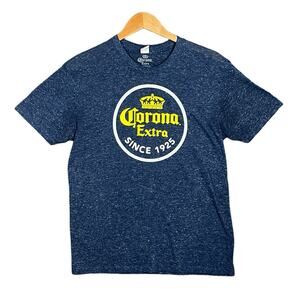 Corona Extra T-Shirt Mens Graphic Logo Navy Blue Short Sleeve‎ Adult Tee Large